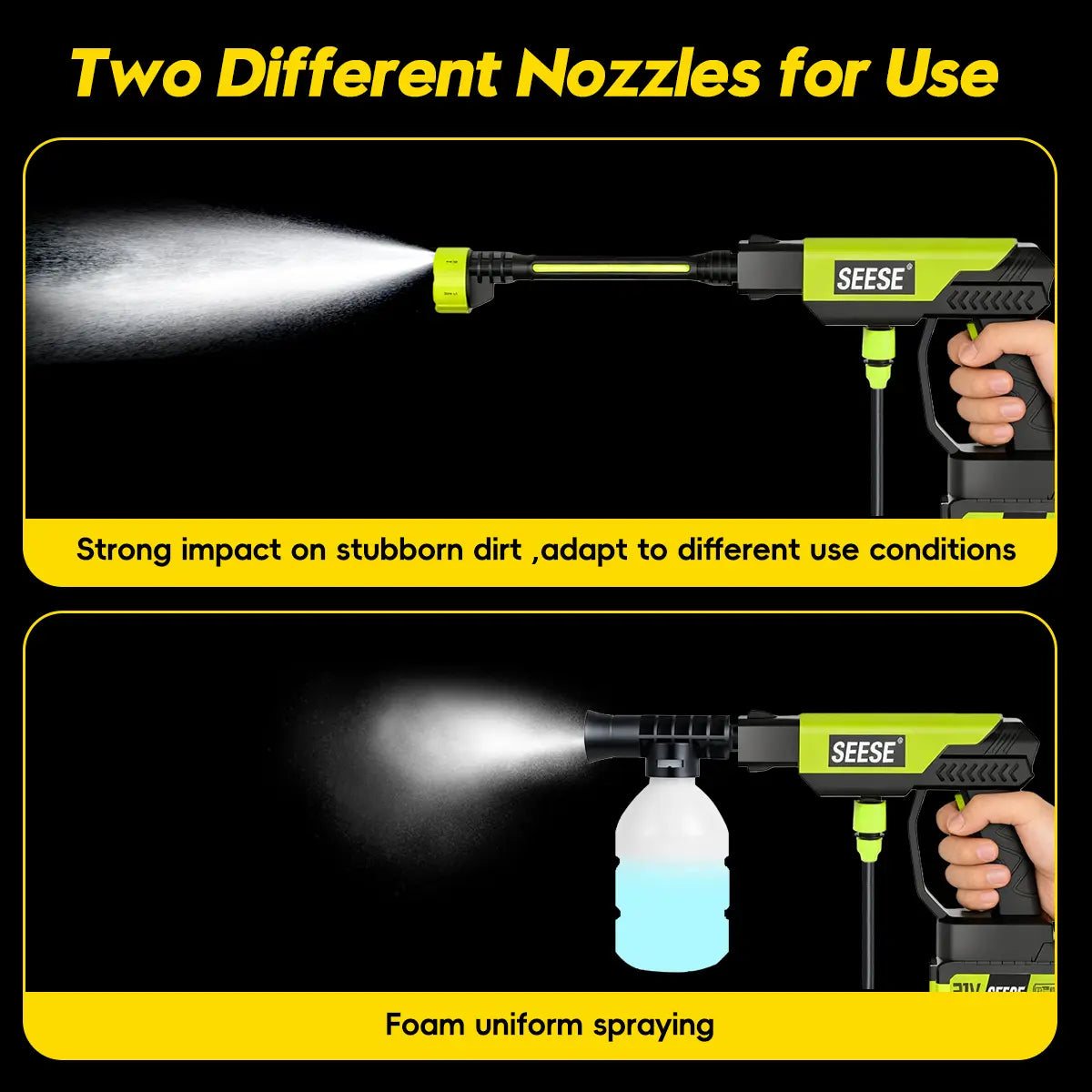 Experience Ultimate Cleaning Power with the Seese Cordless Pressure Washer - Perfect for Cars, Homes, and Gardens!