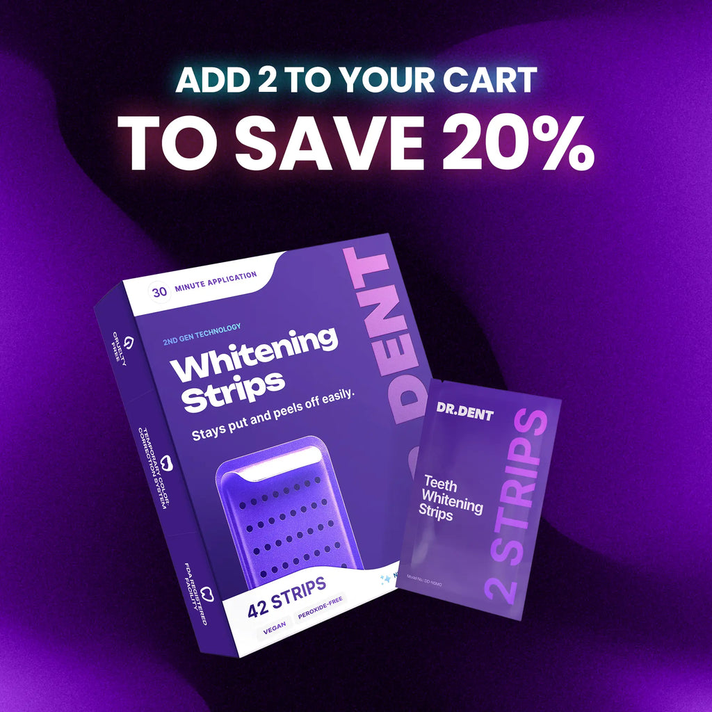 Achieve a Dazzling Smile with DRDENT Purple Teeth Whitening Strips - 7/21 Sessions of Non-Sensitive, Peroxide-Free Whitening