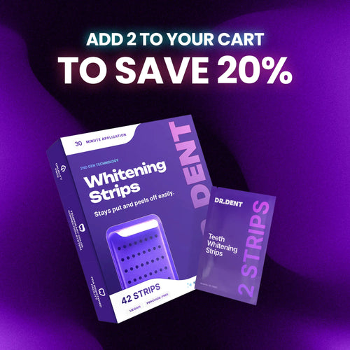 Achieve a Dazzling Smile with DRDENT Purple Teeth Whitening Strips - 7/21 Sessions of Non-Sensitive, Peroxide-Free Whitening