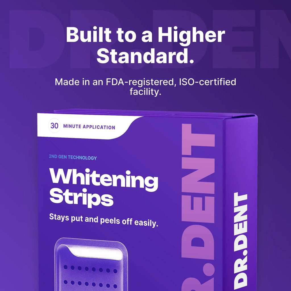 Achieve a Dazzling Smile with DRDENT Purple Teeth Whitening Strips - 7/21 Sessions of Non-Sensitive, Peroxide-Free Whitening