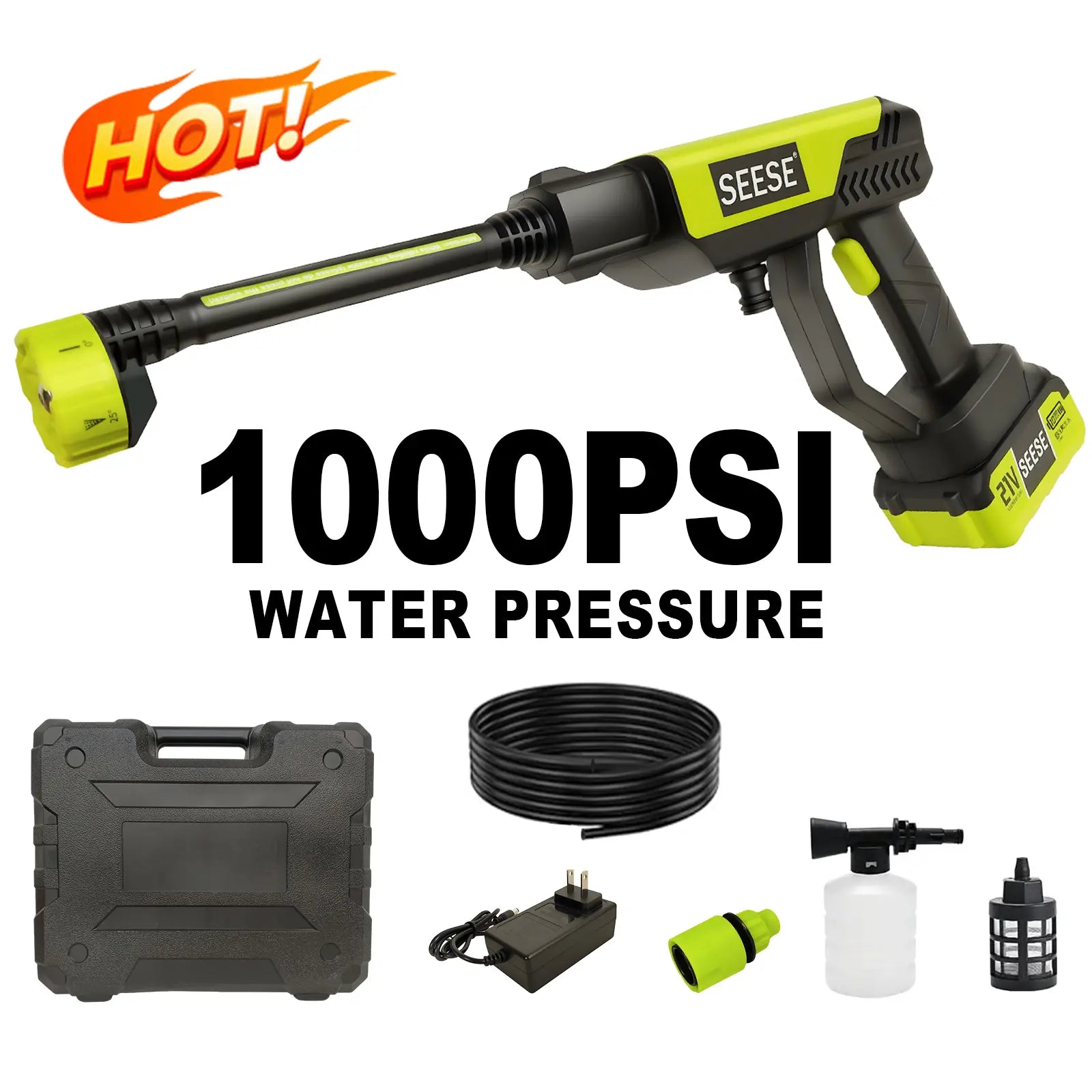 Experience Ultimate Cleaning Power with the Seese Cordless Pressure Washer - Perfect for Cars, Homes, and Gardens!