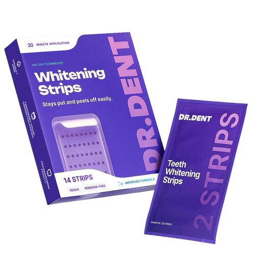 Achieve a Dazzling Smile with DRDENT Purple Teeth Whitening Strips - 7/21 Sessions of Non-Sensitive, Peroxide-Free Whitening