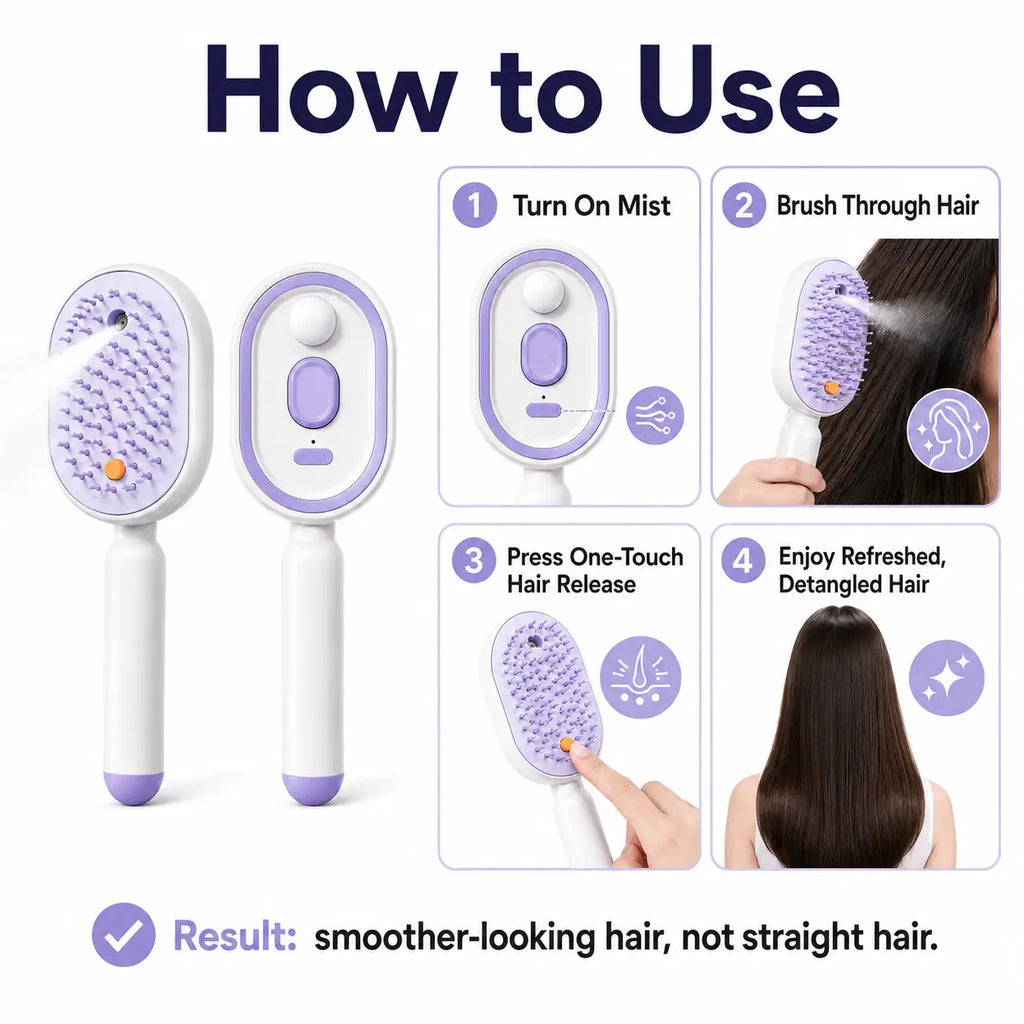 Revitalize Your Hair with the Electric Spray Air Cushion Massage Comb - Effortless Detangling and Scalp Massage for Frizzy Hair