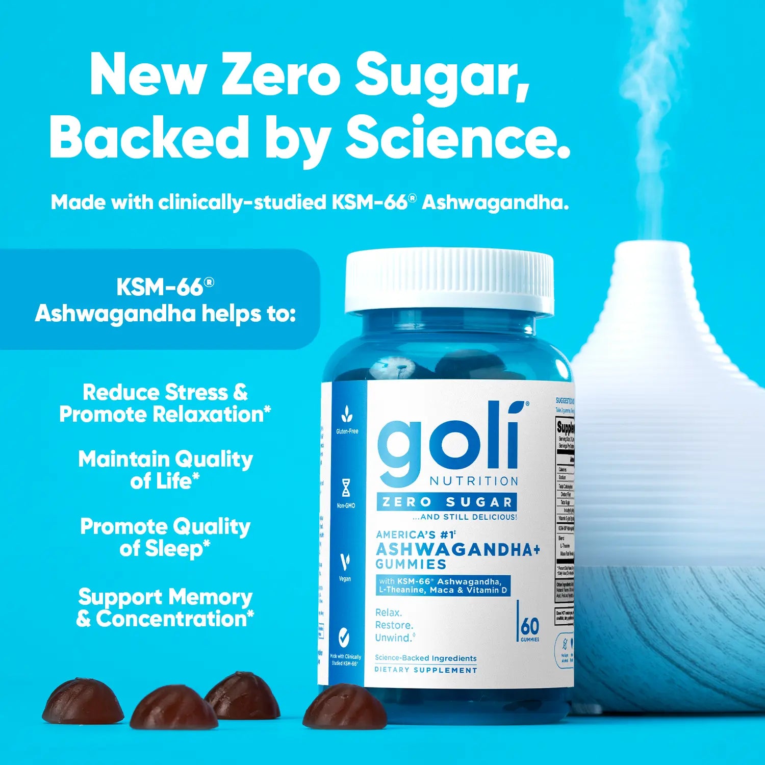 Discover the Zero Sugar Best Seller Trio: The Revolutionary 3-in-1 Apple Cider Vinegar Gummies with Ashwagandha, Vitamin B12, and Probiotics for Bloating Relief - Gluten-Free, Vegan, and Non-GMO!