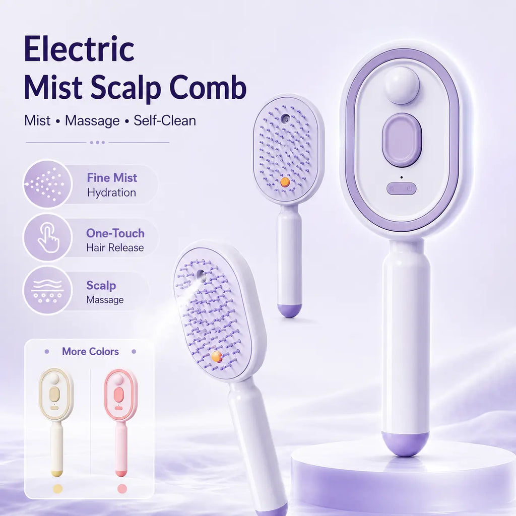 Revitalize Your Hair with the Electric Spray Air Cushion Massage Comb - Effortless Detangling and Scalp Massage for Frizzy Hair