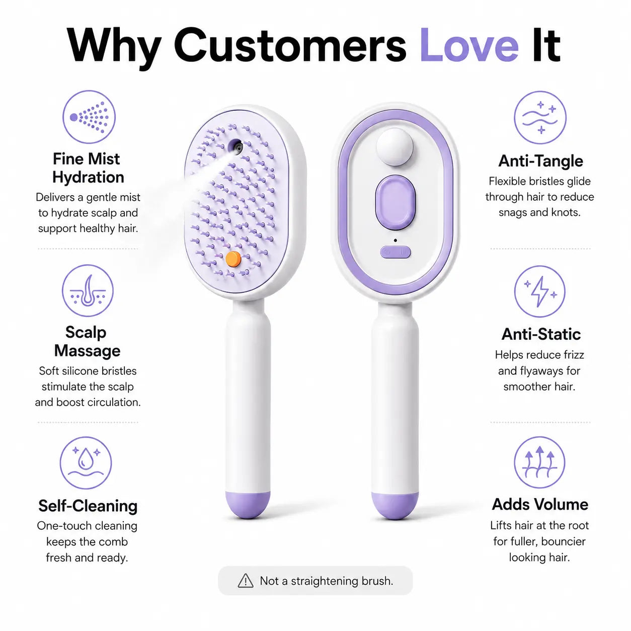 Revitalize Your Hair with the Electric Spray Air Cushion Massage Comb - Effortless Detangling and Scalp Massage for Frizzy Hair