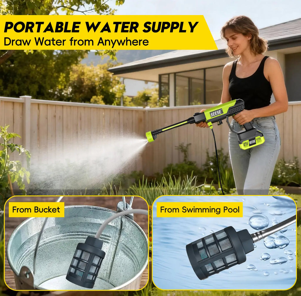 Experience Ultimate Cleaning Power with the Seese Cordless Pressure Washer - Perfect for Cars, Homes, and Gardens!